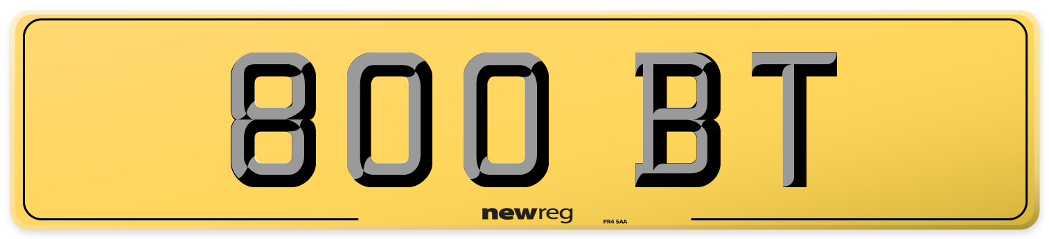 800 BT Rear Number Plate