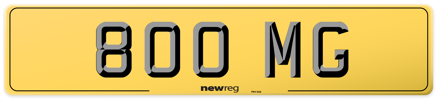 800 MG Rear Number Plate