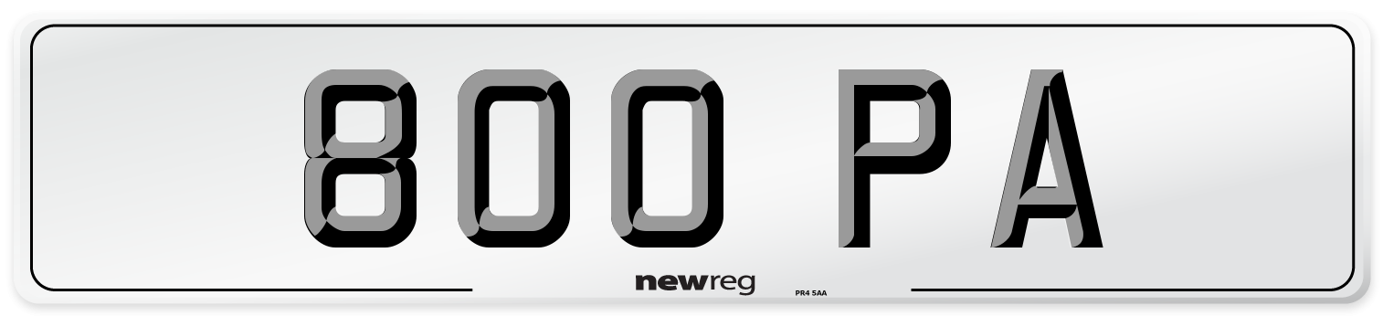800 PA Front Number Plate