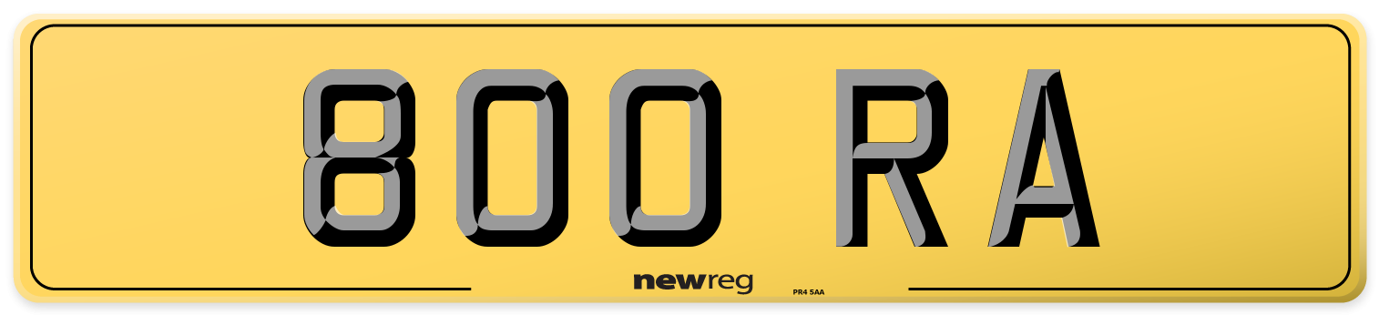 800 RA Rear Number Plate