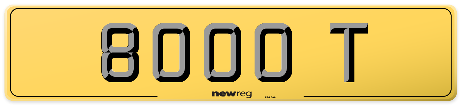 8000 T Rear Number Plate