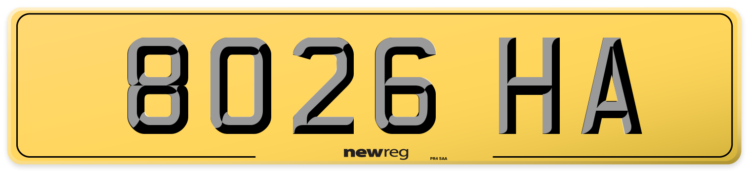 8026 HA Rear Number Plate