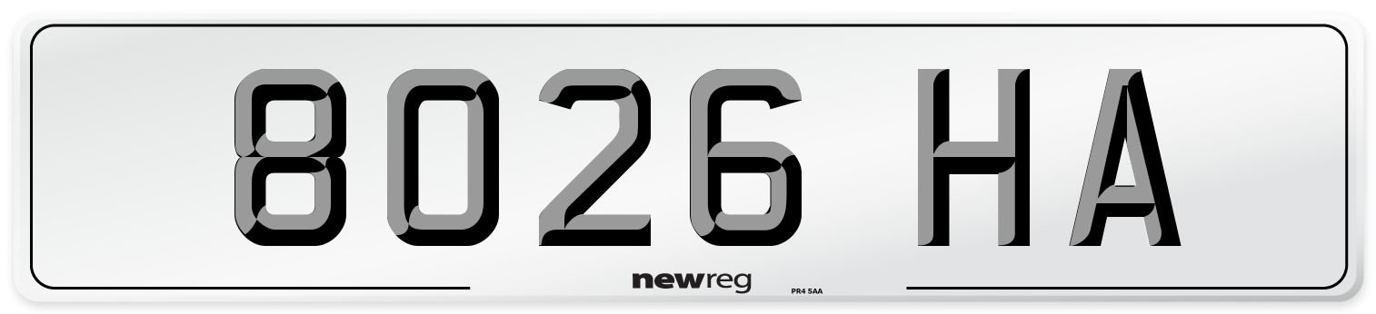 8026 HA Front Number Plate