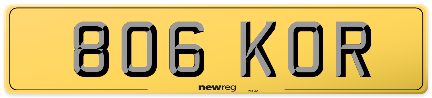 806 KOR Rear Number Plate