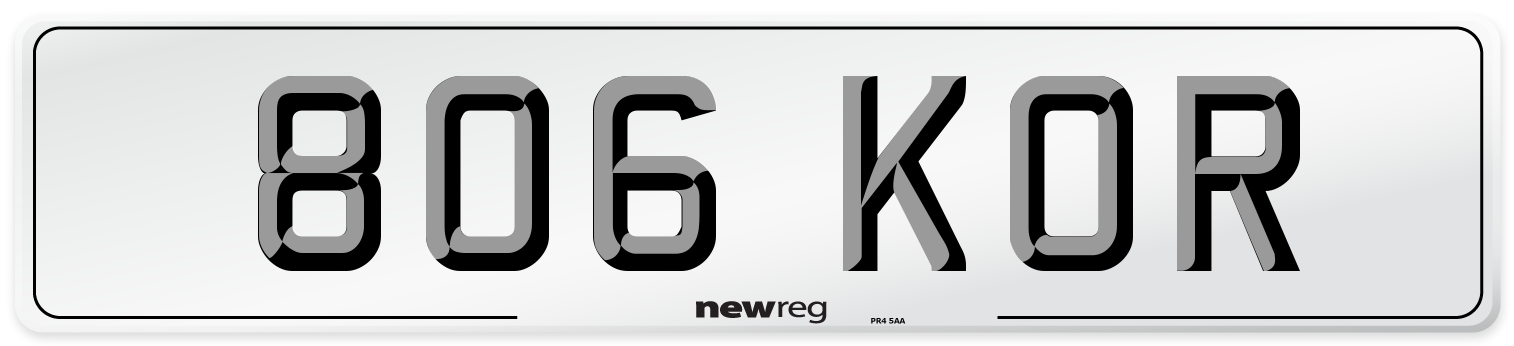 806 KOR Front Number Plate
