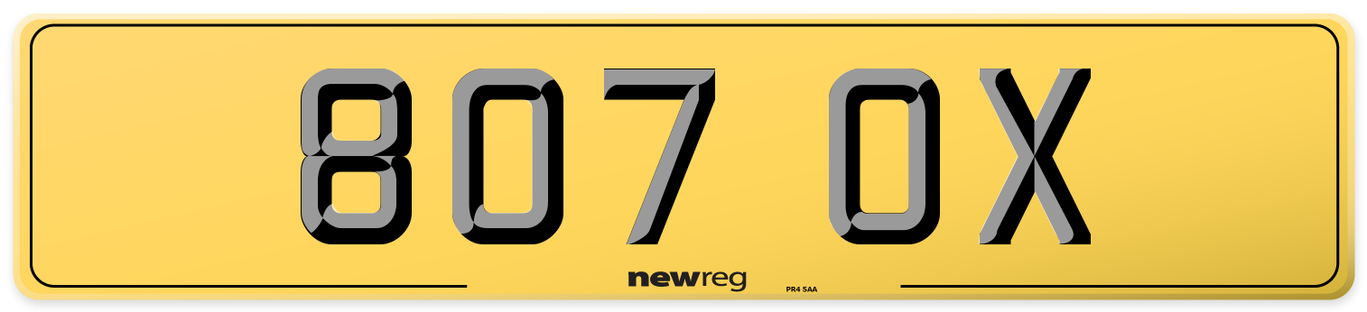 807 OX Rear Number Plate