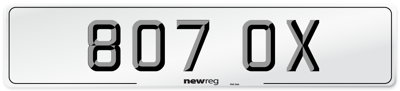 807 OX Front Number Plate