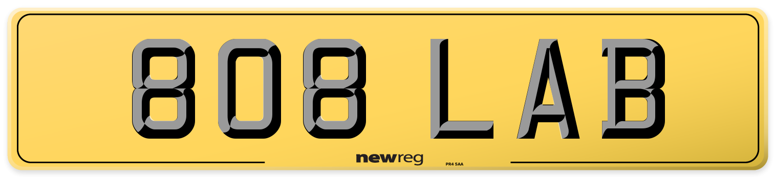 808 LAB Rear Number Plate