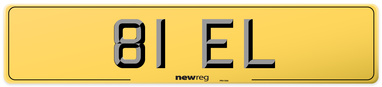 81 EL Rear Number Plate