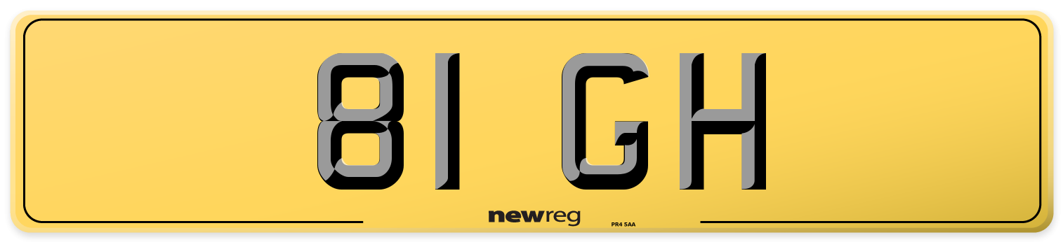 81 GH Rear Number Plate