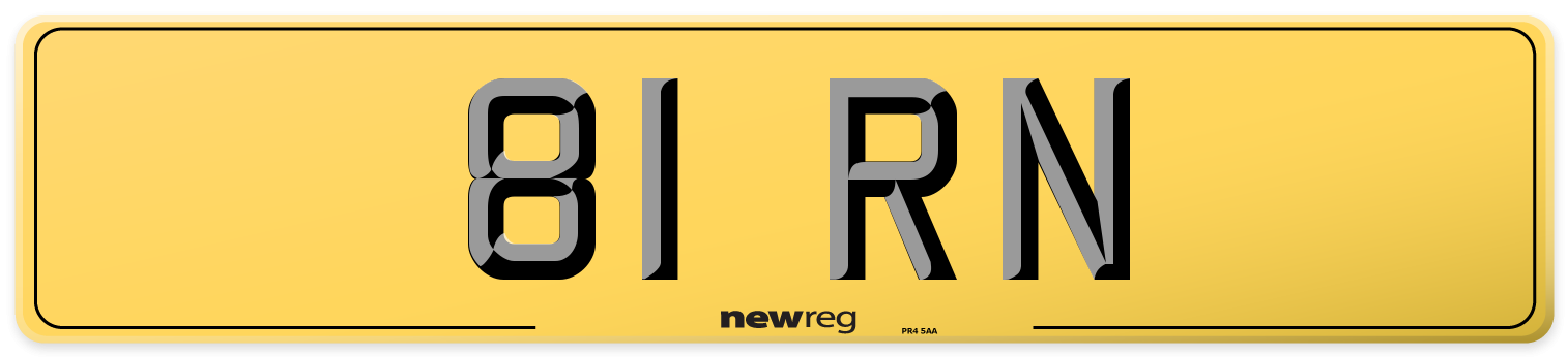81 RN Rear Number Plate