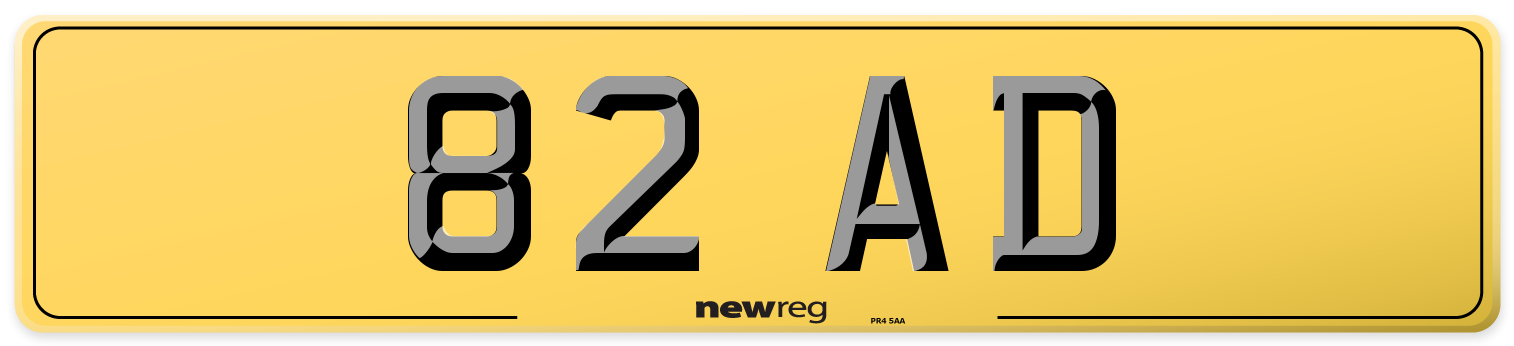 82 AD Rear Number Plate