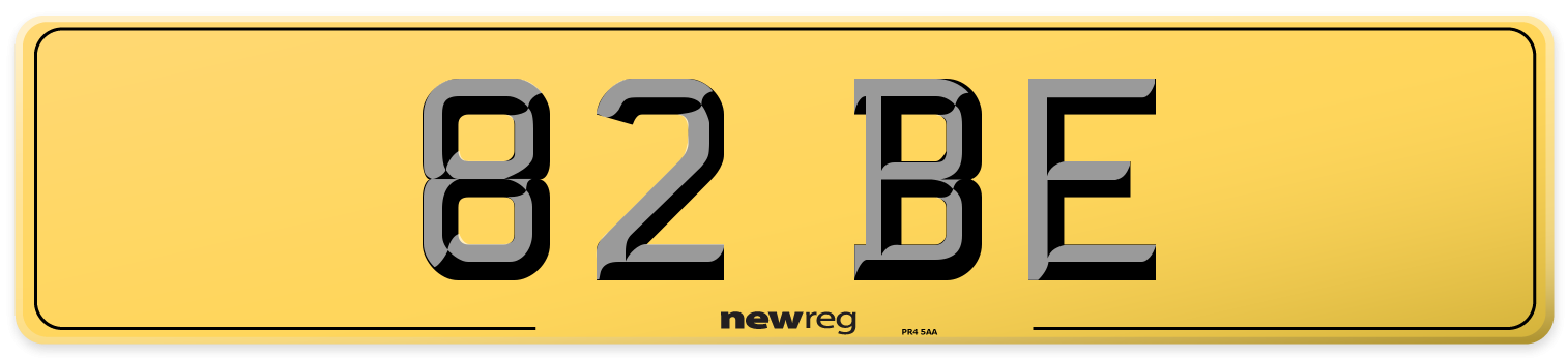 82 BE Rear Number Plate