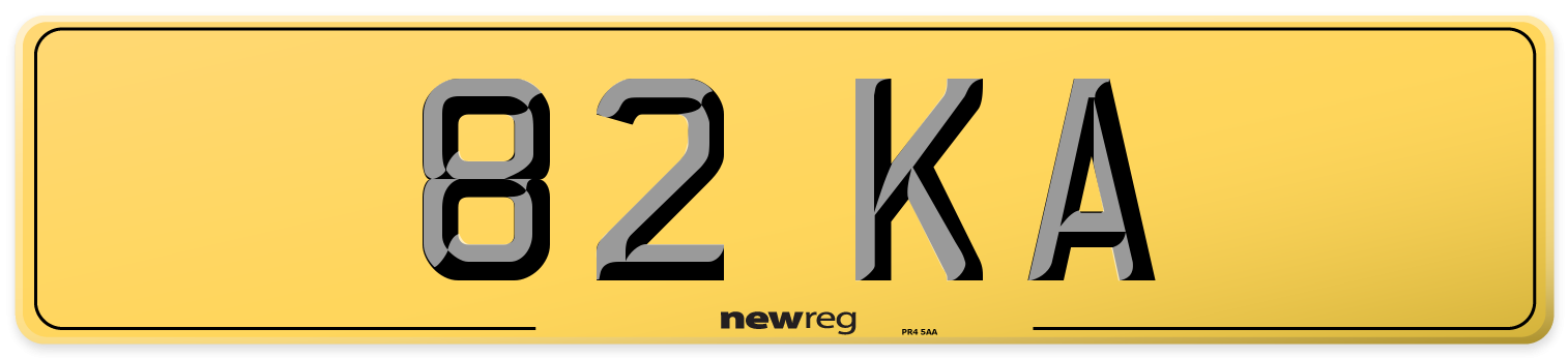 82 KA Rear Number Plate