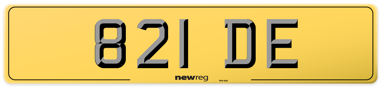 821 DE Rear Number Plate