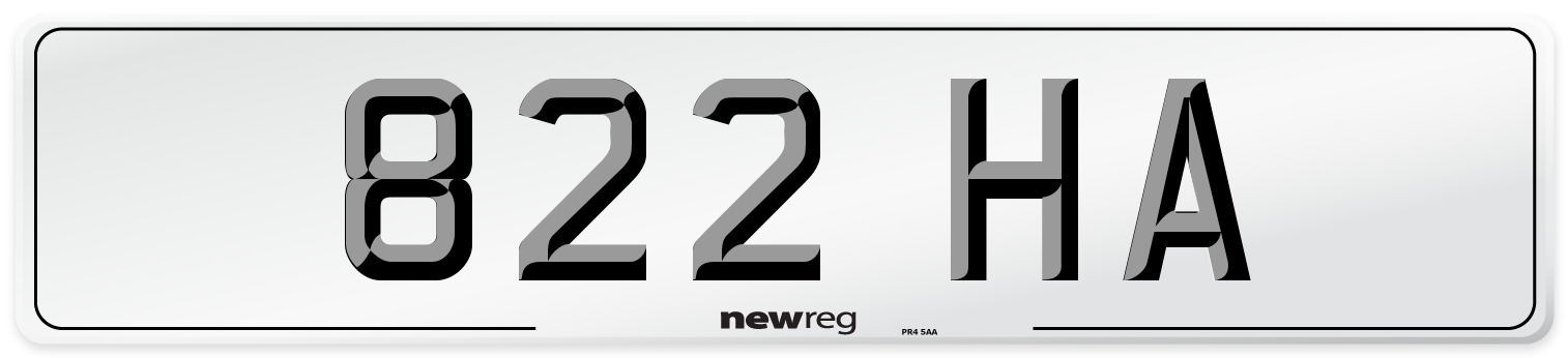 822 HA Front Number Plate