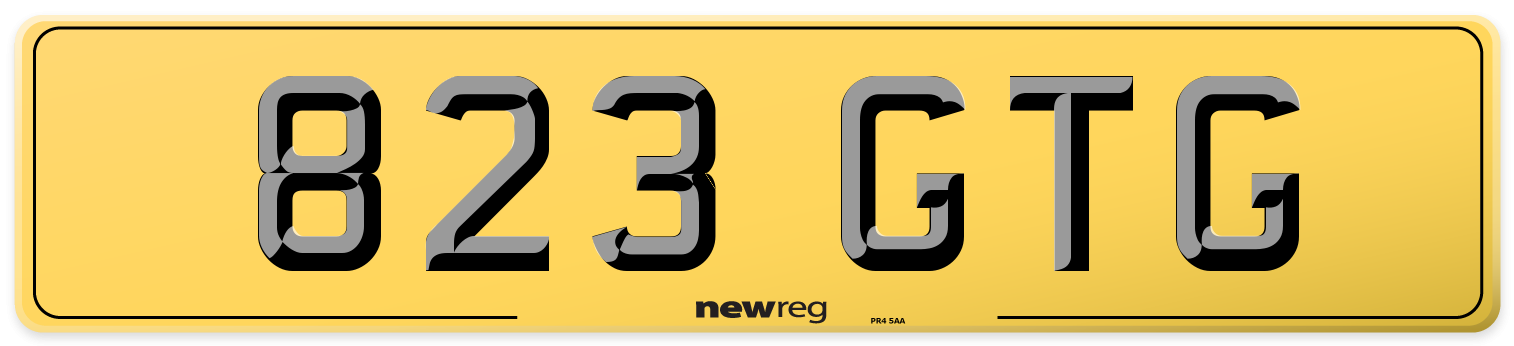823 GTG Rear Number Plate