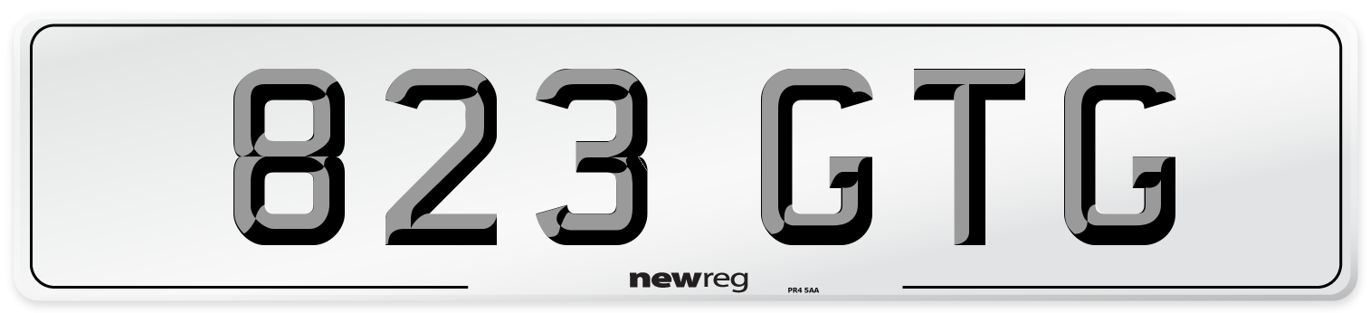 823 GTG Front Number Plate