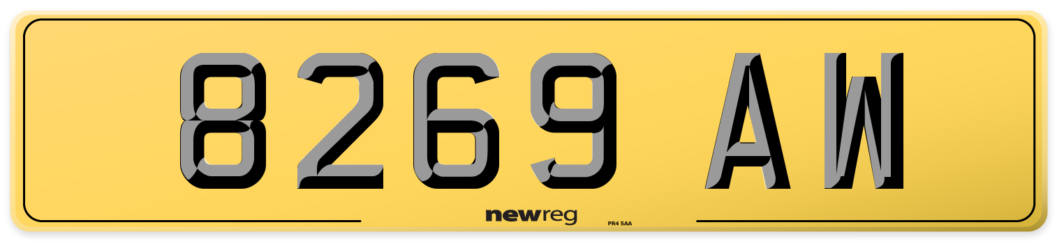 8269 AW Rear Number Plate