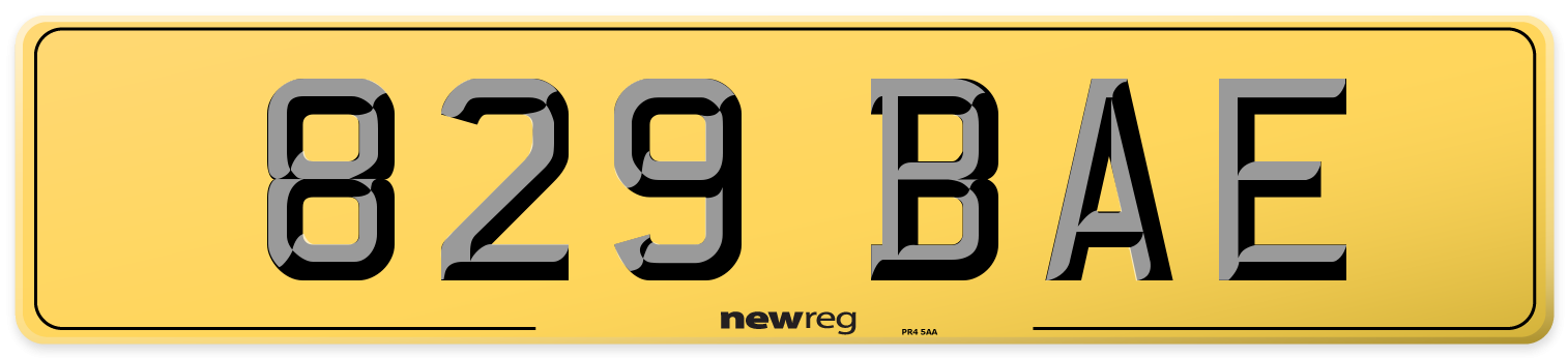 829 BAE Rear Number Plate