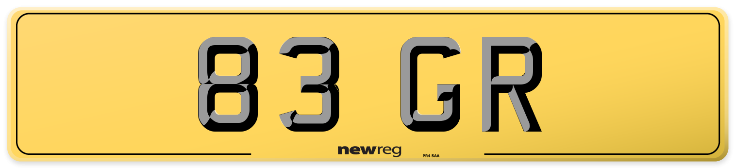 83 GR Rear Number Plate