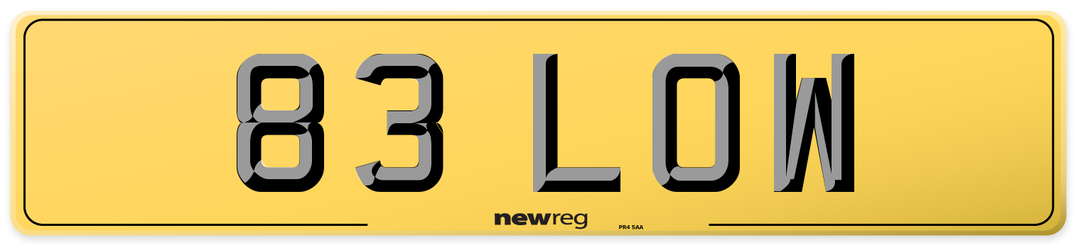 83 LOW Rear Number Plate