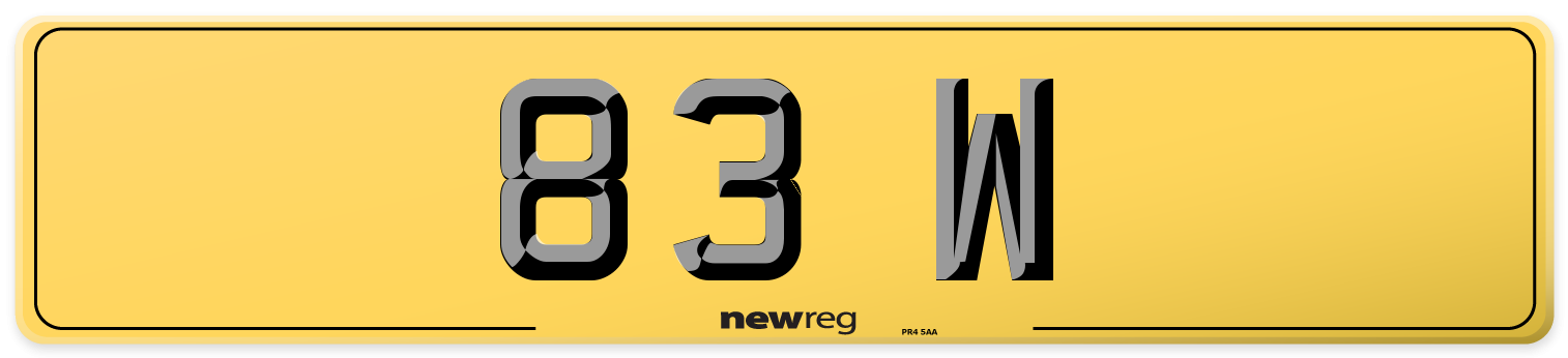 83 W Rear Number Plate