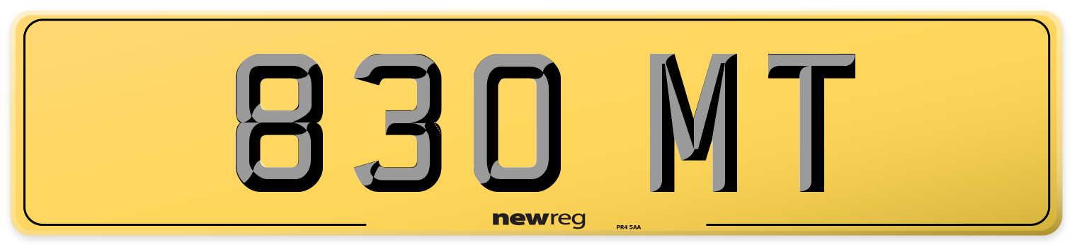 830 MT Rear Number Plate