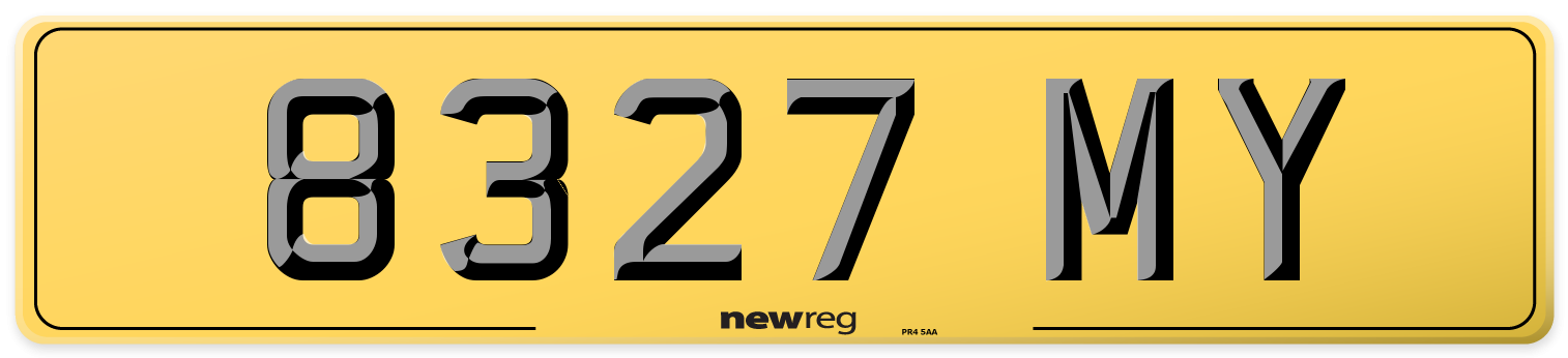8327 MY Rear Number Plate