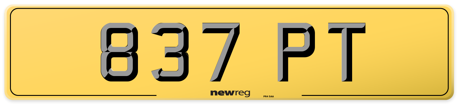 837 PT Rear Number Plate
