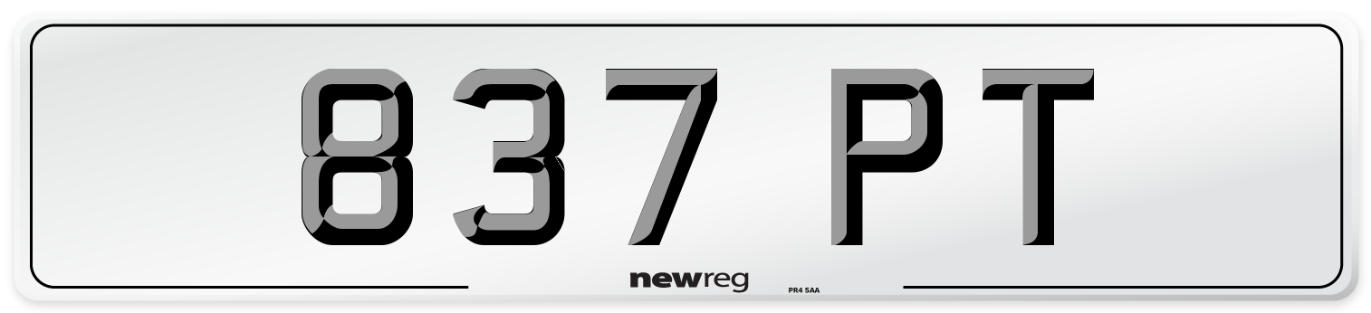 837 PT Front Number Plate