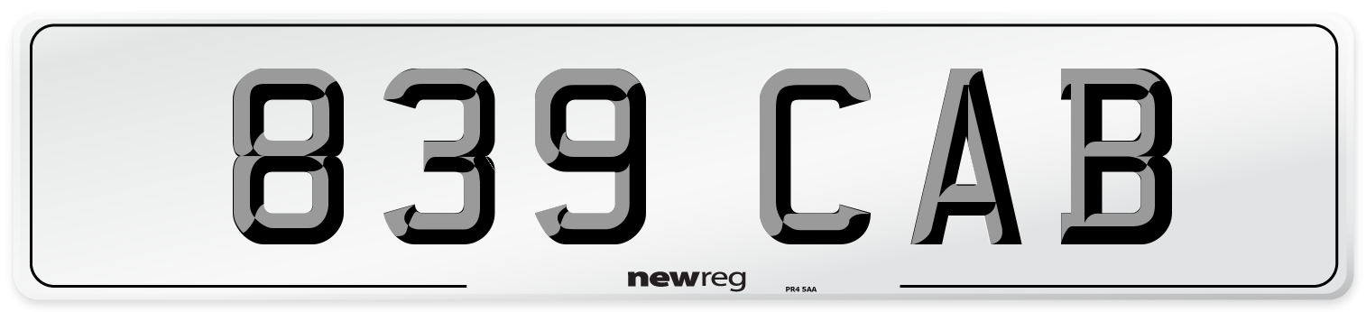 839 CAB Front Number Plate