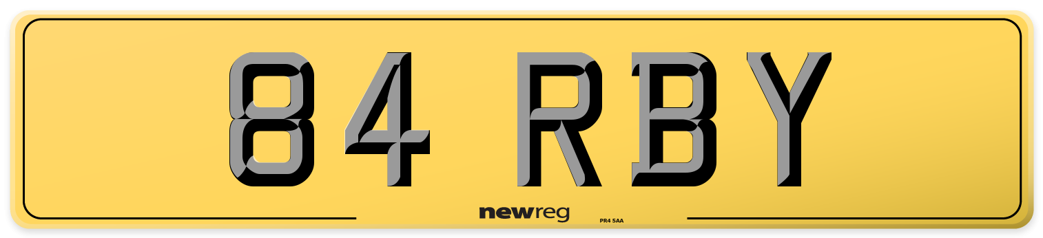 84 RBY Rear Number Plate