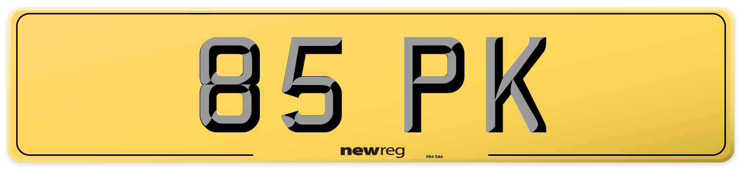 85 PK Rear Number Plate