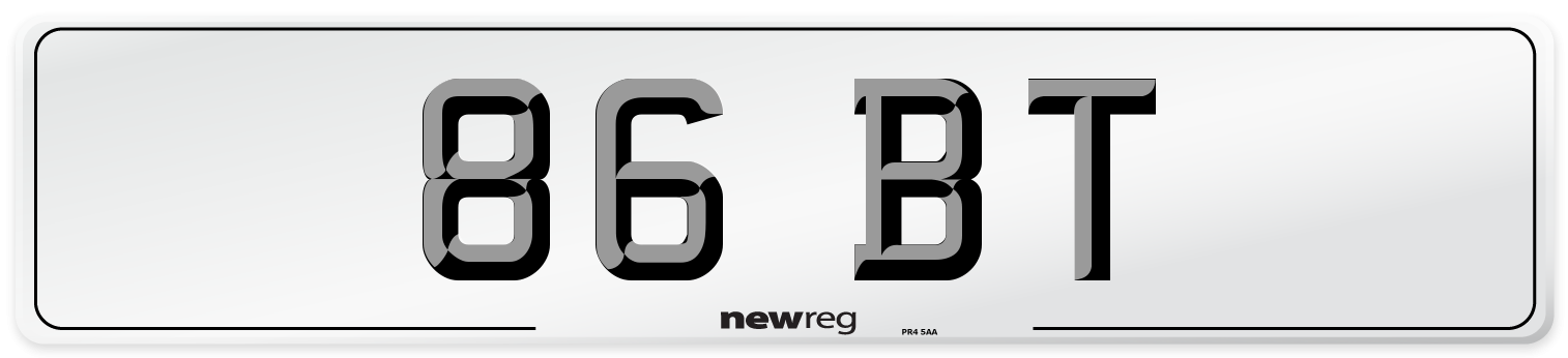 86 BT Front Number Plate