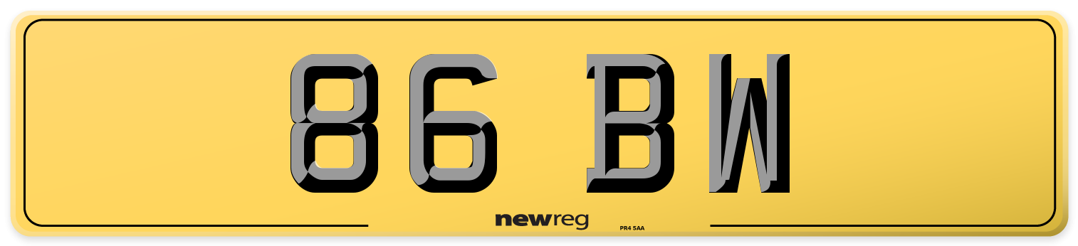 86 BW Rear Number Plate