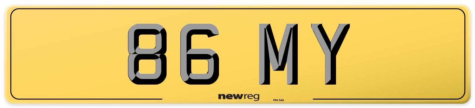 86 MY Rear Number Plate