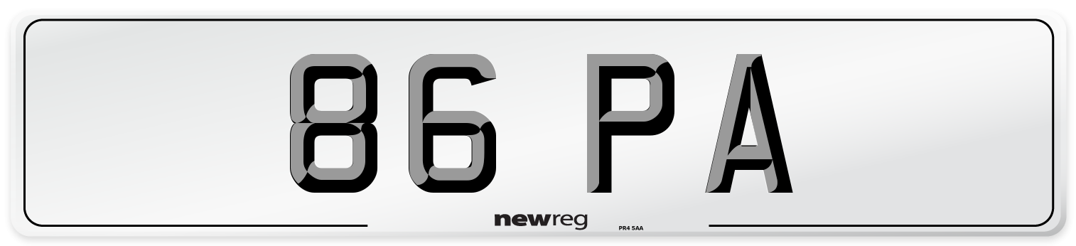 86 PA Front Number Plate