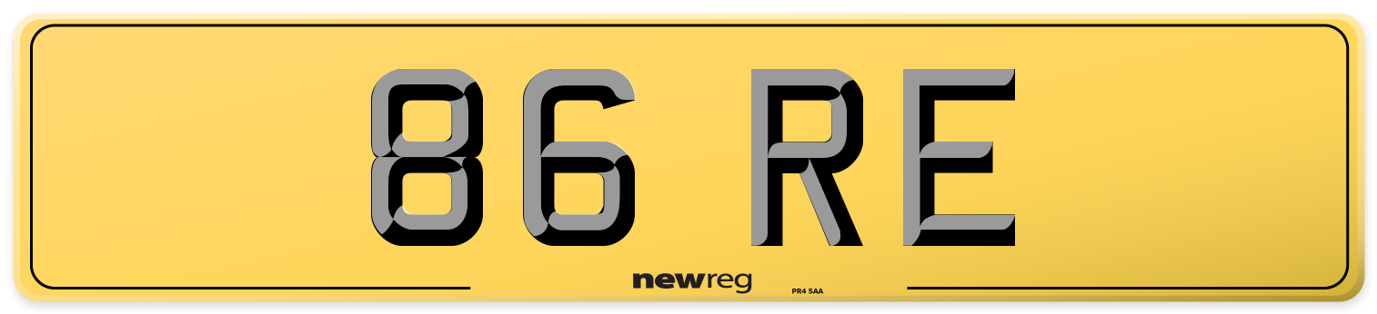 86 RE Rear Number Plate