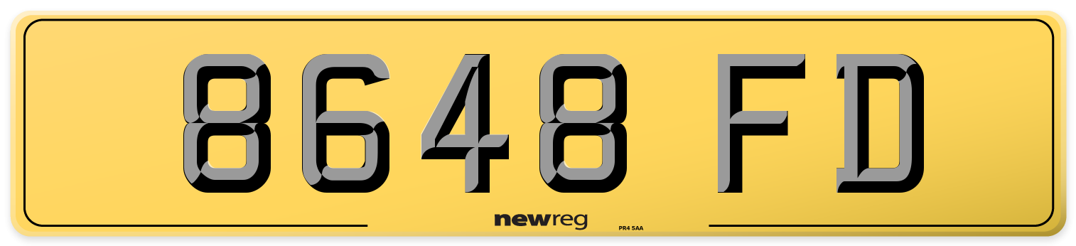 8648 FD Rear Number Plate