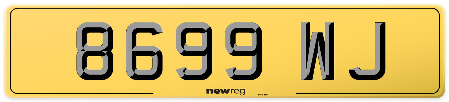 8699 WJ Rear Number Plate