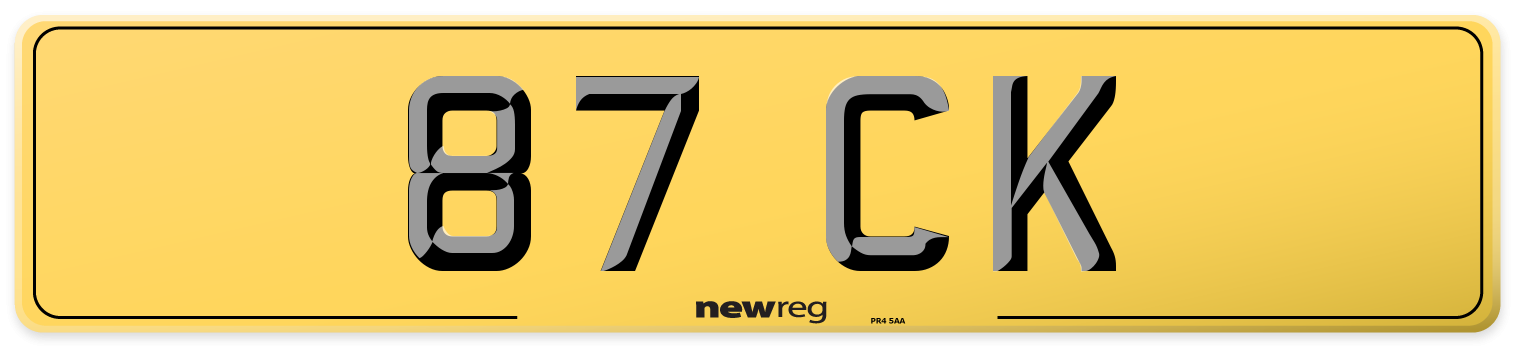 87 CK Rear Number Plate