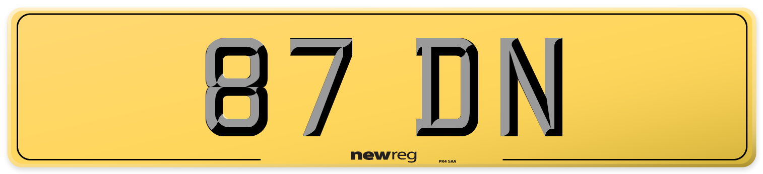 87 DN Rear Number Plate
