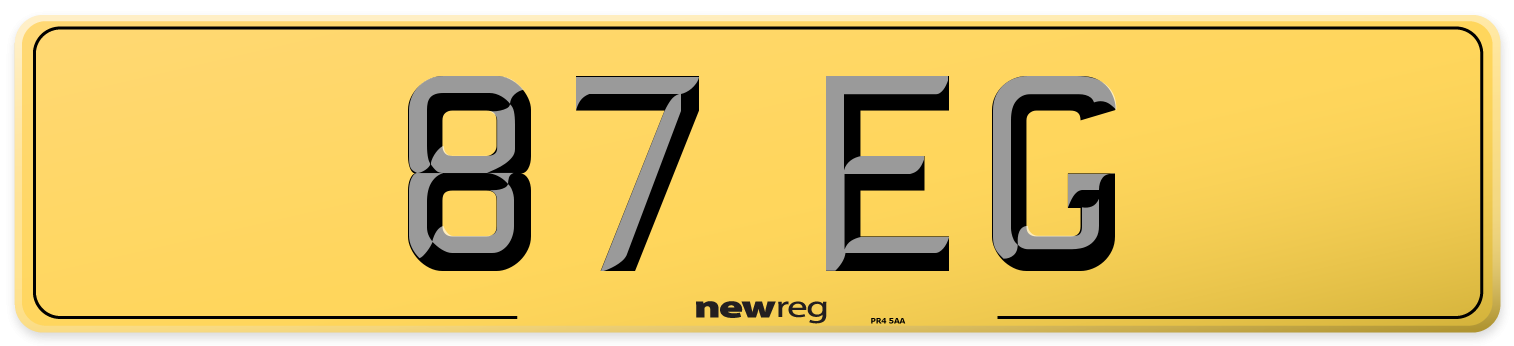 87 EG Rear Number Plate