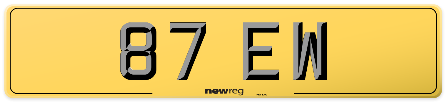 87 EW Rear Number Plate