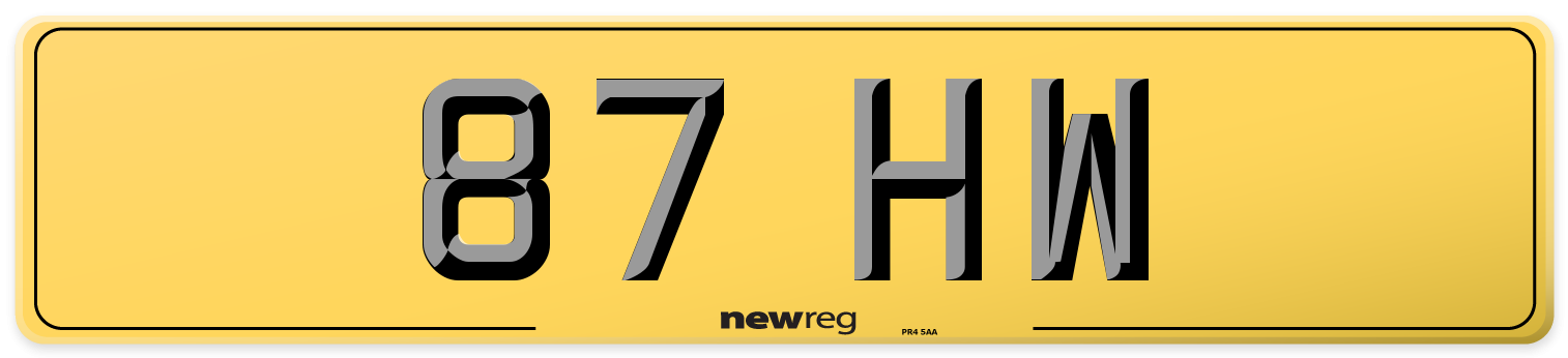 87 HW Rear Number Plate