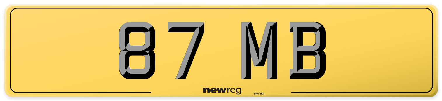 87 MB Rear Number Plate