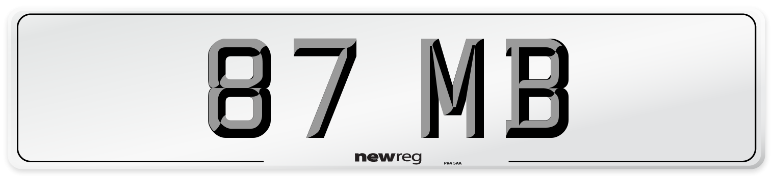87 MB Front Number Plate