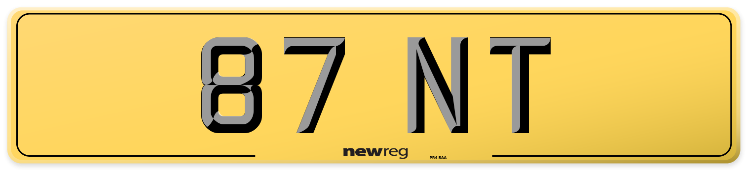 87 NT Rear Number Plate