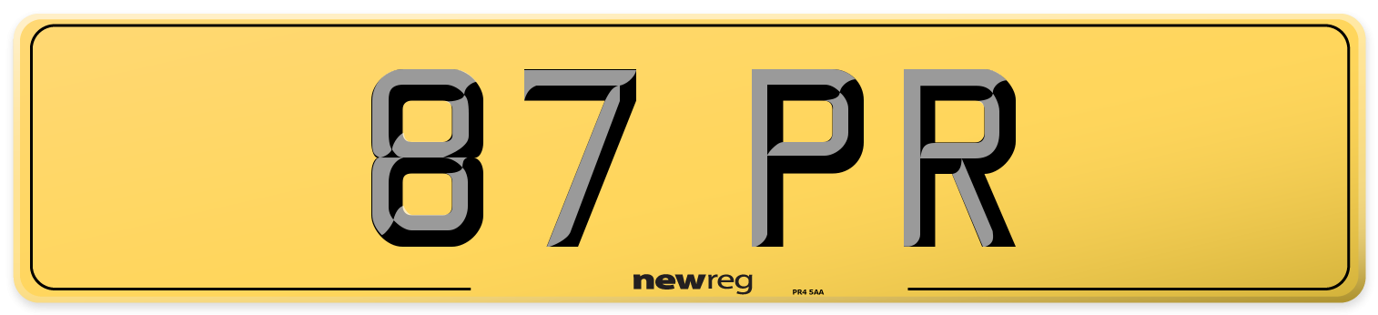87 PR Rear Number Plate